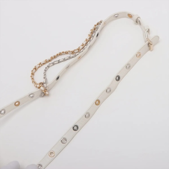 Chanel Mini Matelasse White Lambskin Belt Bag Gold x Silver Metal - Picture 9 of 11